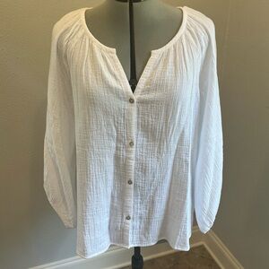 Tommy Bahama White Isle Cotton Gauze Blouse